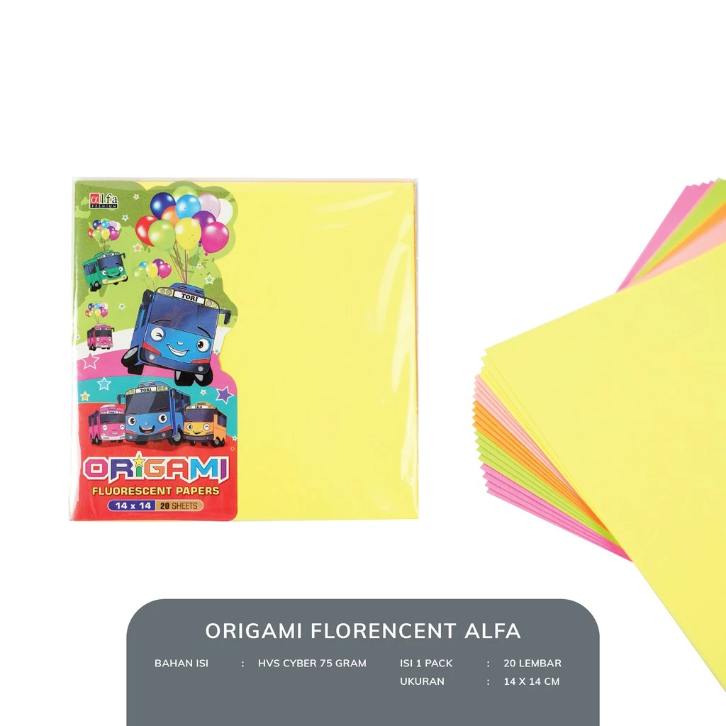 Kertas Lipat Origami Florencent Alfa 14x14 cm