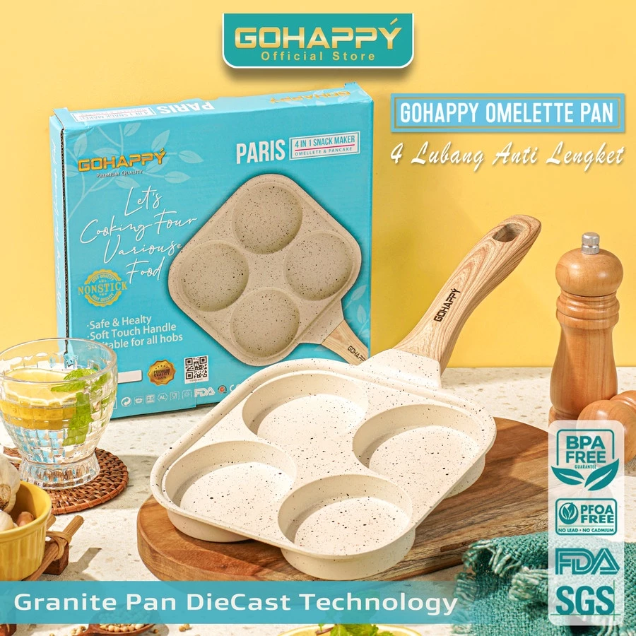 PANCI OMELETTE PAN GOHAPPY | Panci Cetakan kue breakfast 4 in 1 telur mie pancake