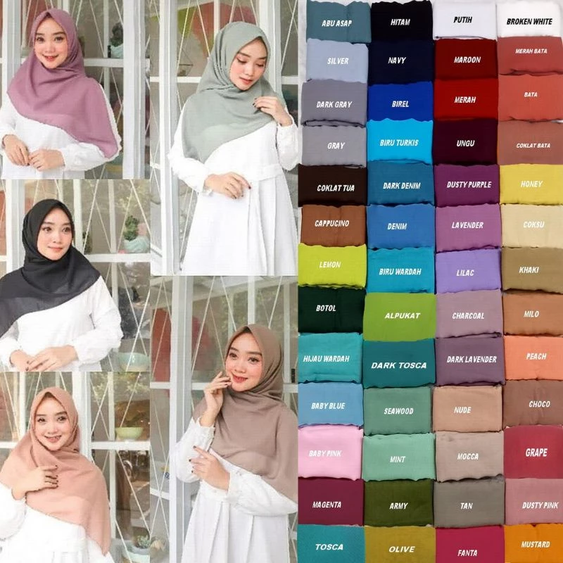 Hijab Segiempat Bella Squere Polos Kerudung Segiempat Bella Squre
