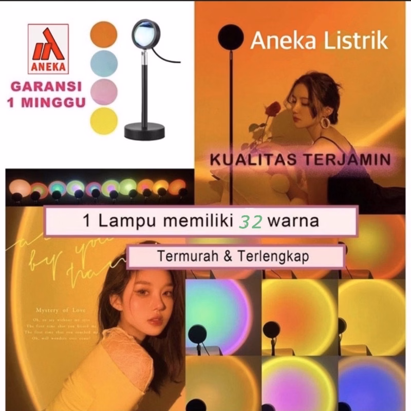 SUNSET LAMP LAMPU SUNSET FILL PROYEKTOR LAMPU TIDUR LED MOTIF MATAHARI TERBENAM SUNSET RED