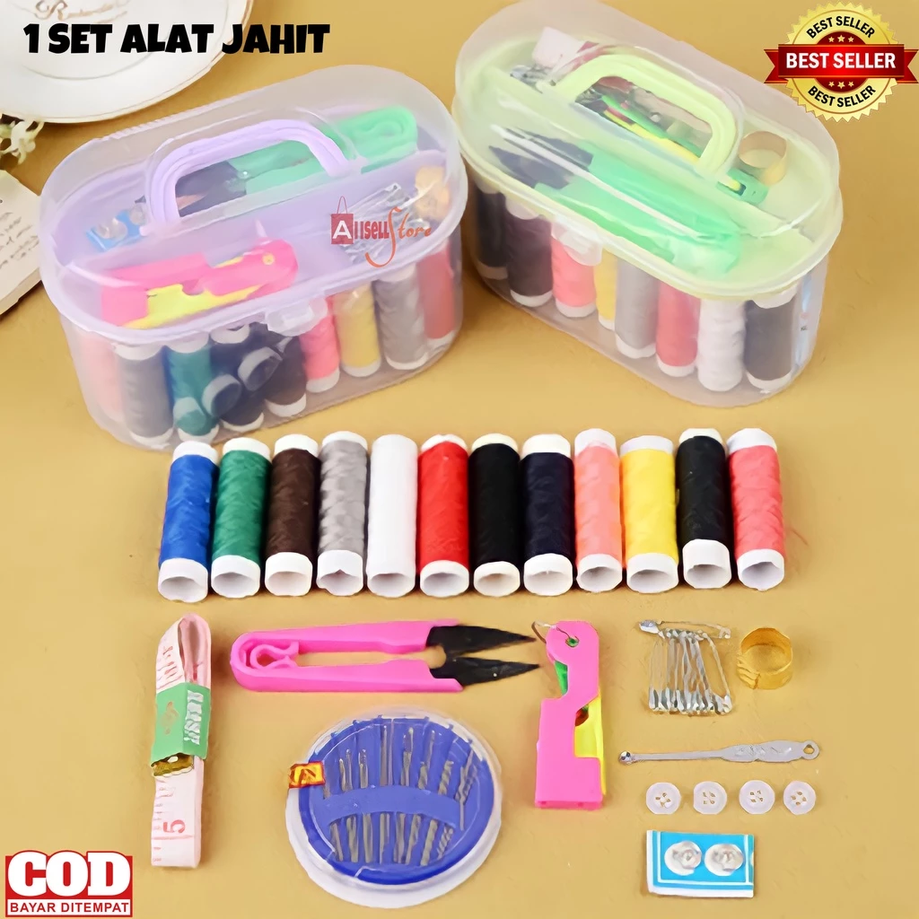 Promo Alat Jahit Satu Set Kotak Lengkap Peralatan Menjahit Sewing Box Benang Lengkap