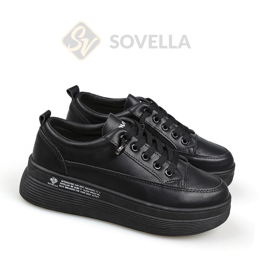 SOVELLA Alexa Sepatu Sekolah Hitam Polos Wanita Kasual