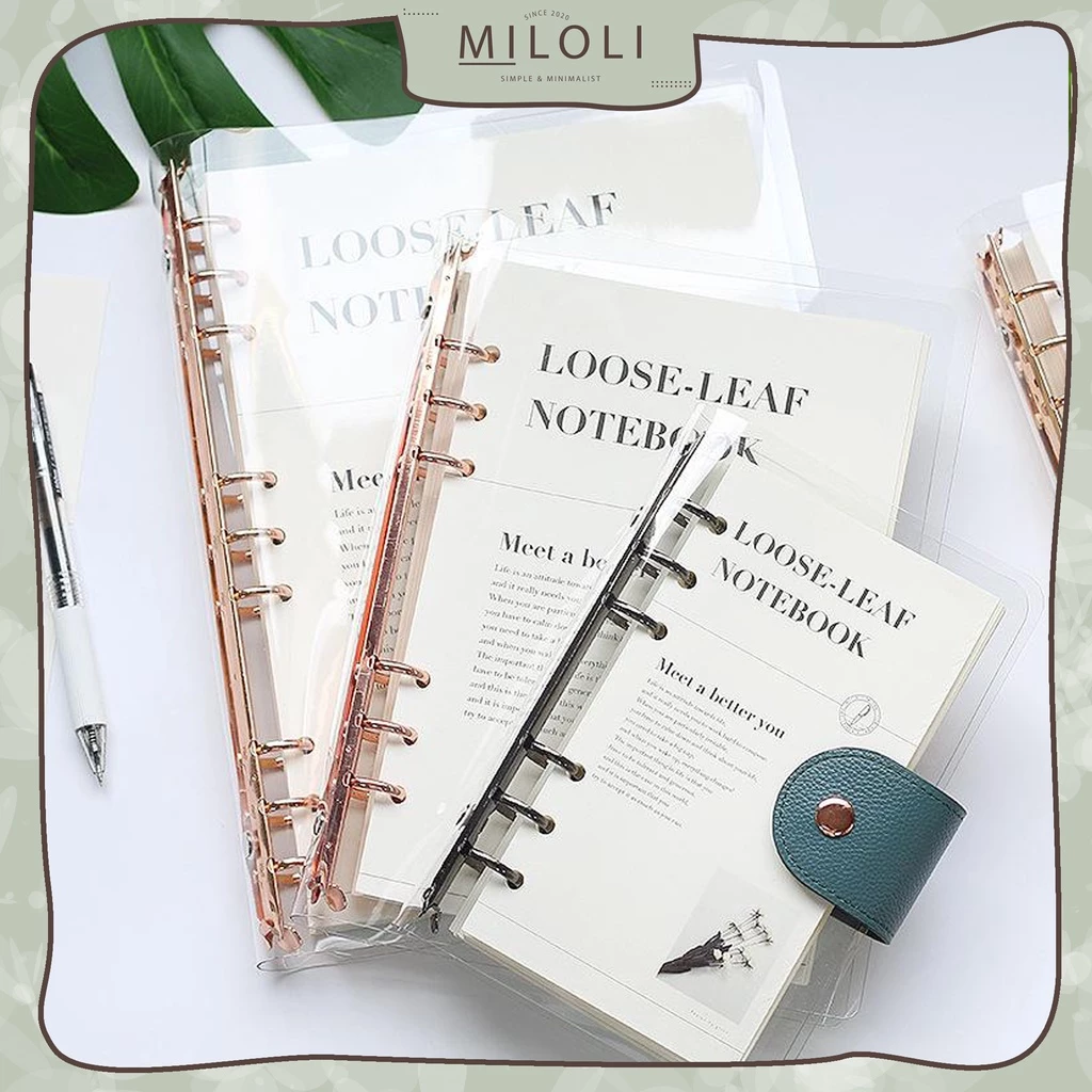 [Miloli] Elegant Binder A5 Binder A6 Transparan Binder With Clip Note Book Loose Leaf Rose Gold Binder - E0036