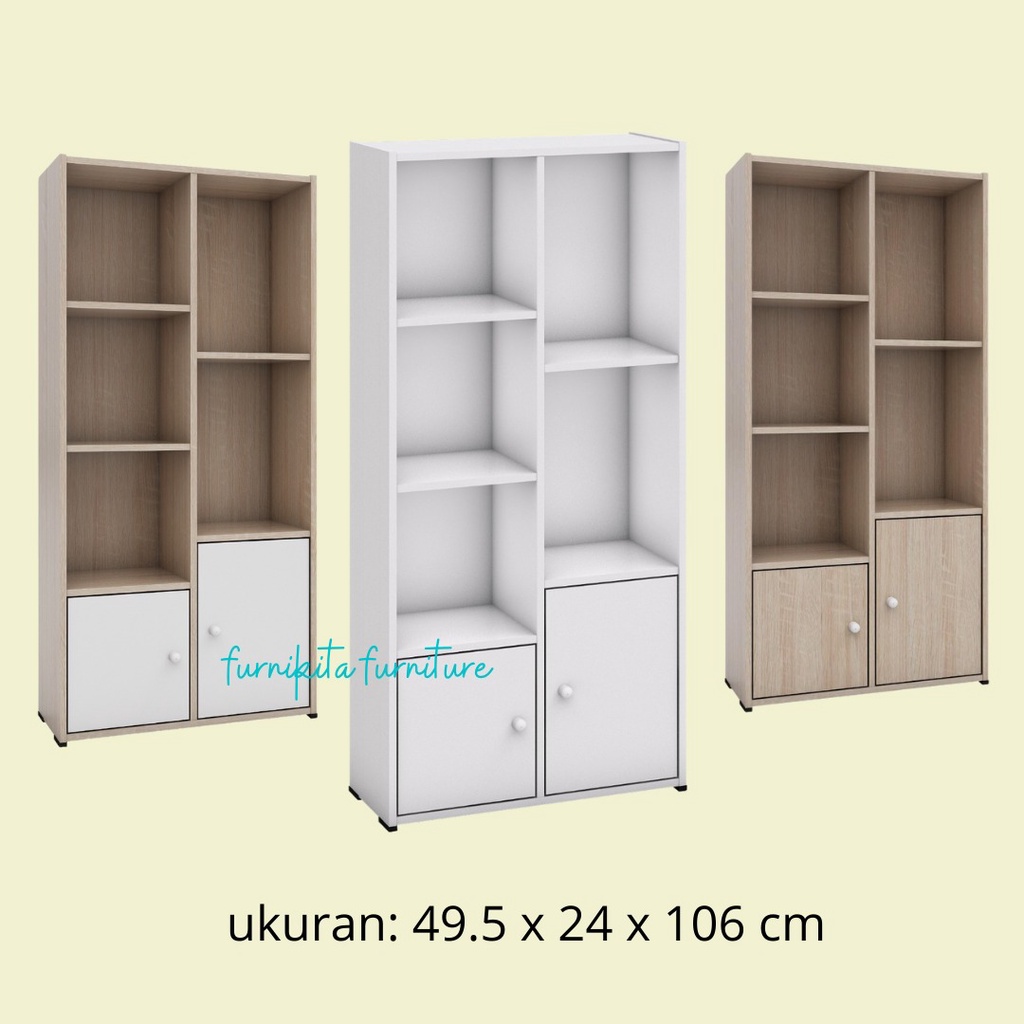 RAK BUKU SERBAGUNA SUSUN 7 FULL PUTIH / LEMARI BUKU / LEMARI SERBAGUNA KAYU