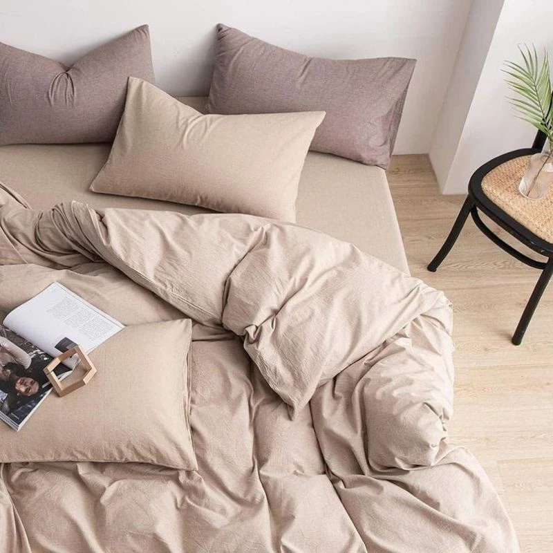 Sprei Estetik Polos Beige Coklat Tanpa Embos