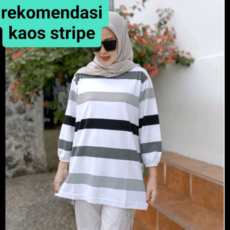 rekomendasi kaos stripe#kaospanjangwanita #SpillBawaBerkah #cekoutsekarang🛍 #RacunShopee