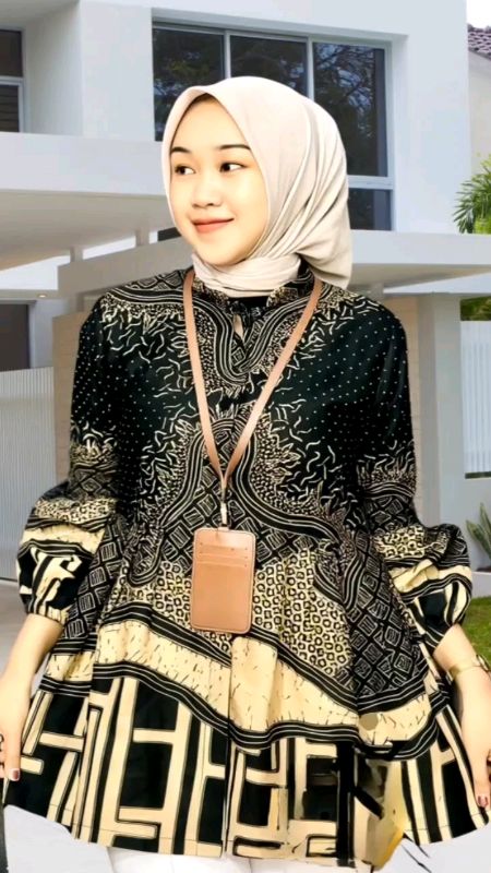 Blouse Batik Wanita Lengan Balon #RacunShopee #SpillRacunShopee #blousebatik