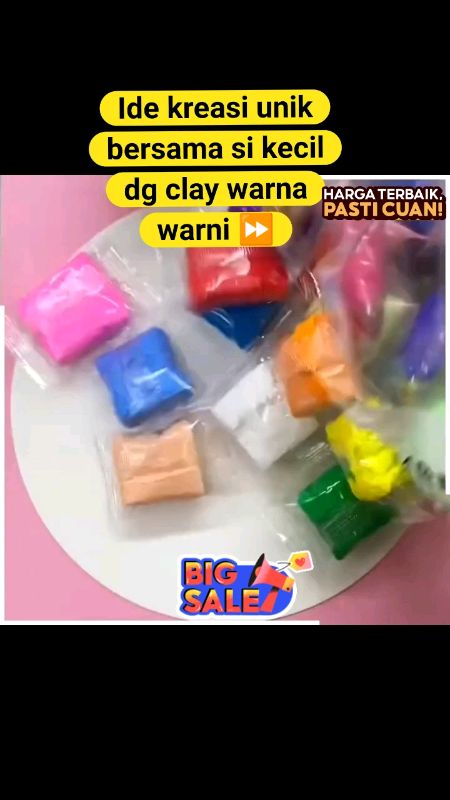 Clay tanah liat kerajinan warna warni#clay #tanahliatkerajinantangan #claymainan #claypolymer #tanahliatclay #RacunShopee #ShopeeLook #SpillBawaBerkah