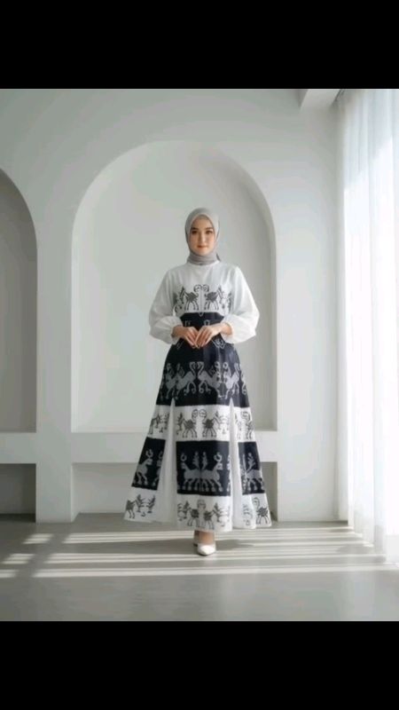 Gamis Dress Etnik Tenun Premium Remaja Wanita Warna Putih Navy Gamis #SpillBawaBerkah #ViralDiShopeeVideo #RacunShopeeCheck #Diskon50Persen #RacunShop