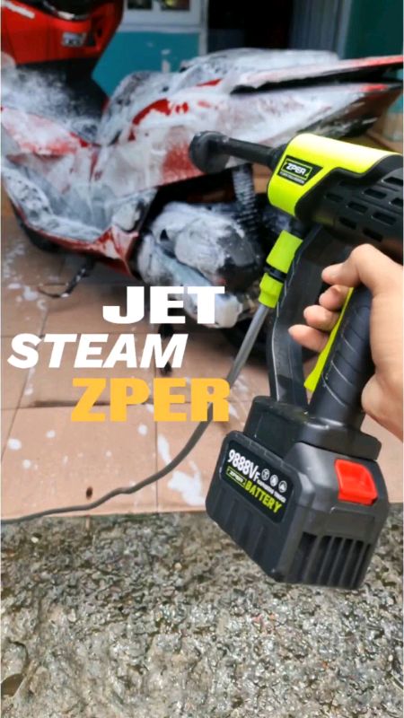 Alat Jet Steam Baterai tekanan tinggi. #SpillRacunShopee #jetcleaner #jetsteam #cucimotor #cucimobil