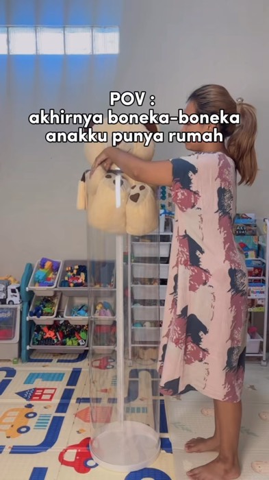 boneka yang biasanya berantakan sekarang jadi rapi 😍 #tempatboneka #boneka #mainananak