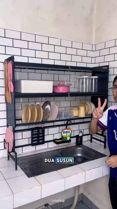 Rak Atas Wastafel Hemat Ruang, Membuat Meja Dapur Lebih Luas dan Rapi #RakHematRuang #DapurRapi