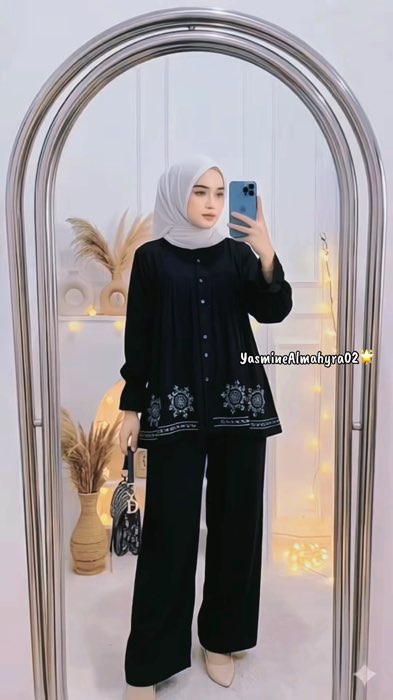 Oneset premium motif bordir🖤#onesetbordir #onesetpremium #GratisOngkirRP0 #ShopeeCOD #belisemuadishopee🛒 #fypシviral #fypshopee #yasminealmahyra02