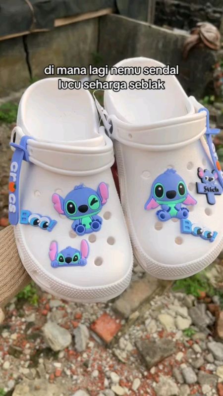 RUVON-Pin Sandal Baim Wanita/Pria Baim Korean Style Aesthetic Putih Bersih DIY#sandalbaimwanita #sandalmurah #ShopeeCOD