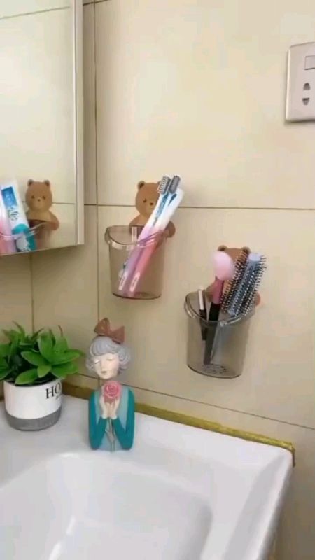 Rak Tempel Sikat Gigi Bear Rak Serbaguna Kamar Mandi #raktempelsikatgigi #Raktempelsikatgigiberuang #shopegeratisongkir #RacunShopee