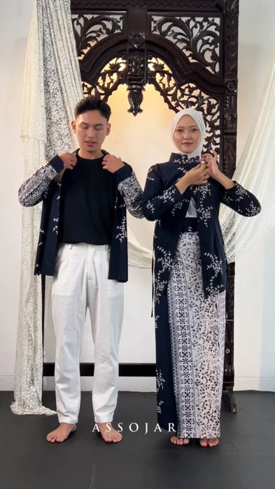 Couple ranting navy 💙 #bajulebaran #couplekeluarga #bajucouple