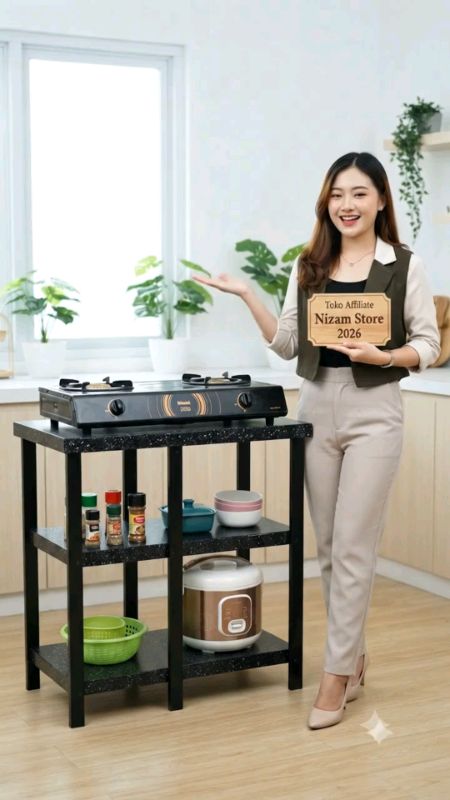 Meja 3 Susun serbaguna, kayu lapis finishing hitam anti air #nizamstore2026 #meja #meja3susun #mejasusun #Mejasusun3 #mejadapur #shopeevideo #estetik