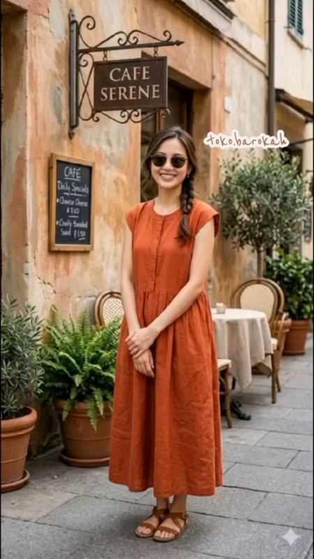 #mididress linen #dresslinen rami #dresscasual #ootdcafe #dressbata #mididresspremium #casualdress #outfithangout #fashionwanitalkekinian #bajuwanitac