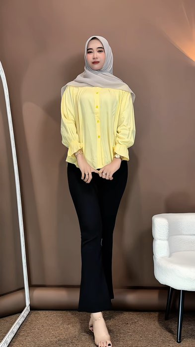 Butter Yellow warna yg lagi bestseller #RacunShopee #ShopeeLook #OOTDFashionShopee #kemejawanita #blouse #butteryellow #outfitideas #viralll