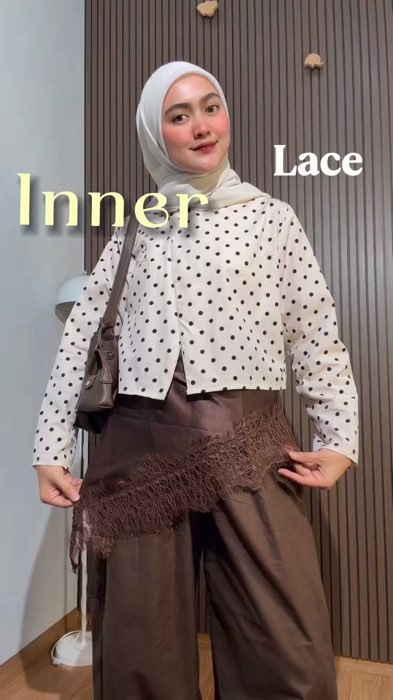 #lace #polkadotoutfit #innerlayer #innerlace #atasanwanita #blouse