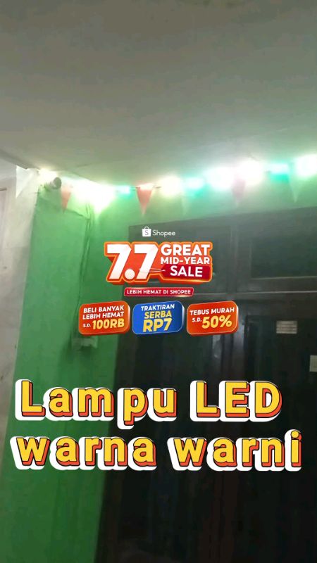 Lampu LED warna warni #lampuledwarna #ledwarnawarni #ledstrip #ledstriplight #ledstripmerahputih #fyp