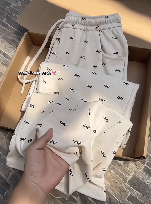 comfy loose pants coquette 🎀 #ViralDiShopeeVideo #celanawanita #loosepants #celanawanitamurah