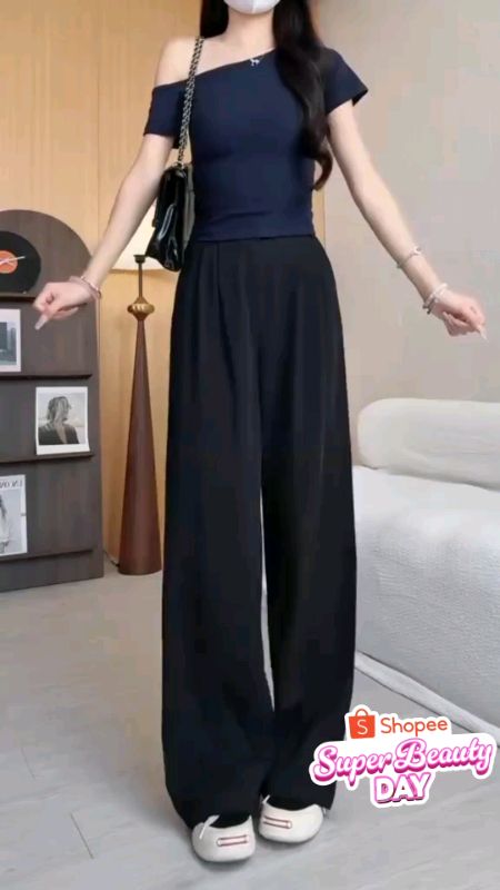 Celana wide highwaist #ShopeeCOD #ShopeeLook #SpillBawaBerkah #celanawanita
