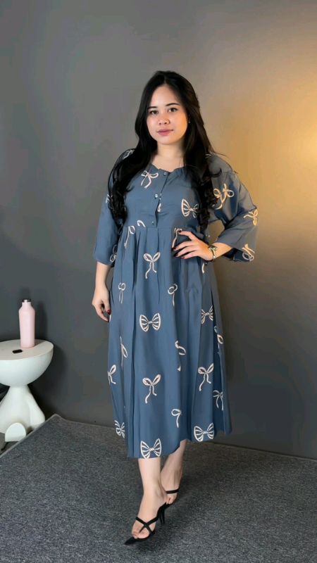 Daste chibi bahan rayon motif pita #dastermurah #dasterkekinian #dasterbusui