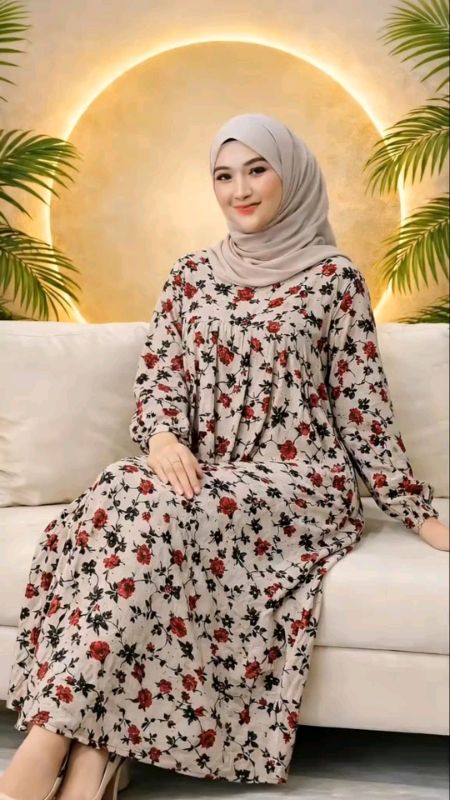 #tamala gamis rayon premium #motif bunga flower#ukuran jumbo cantik karet midi#wanita panjang printing#nyaman santai
