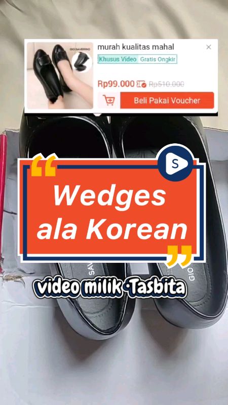 Aku beli disinii #GakNyeselBeliIni #shopeevideo #sepatuwanita #sepatukerjawanita #wedgeswanita #giosaverino