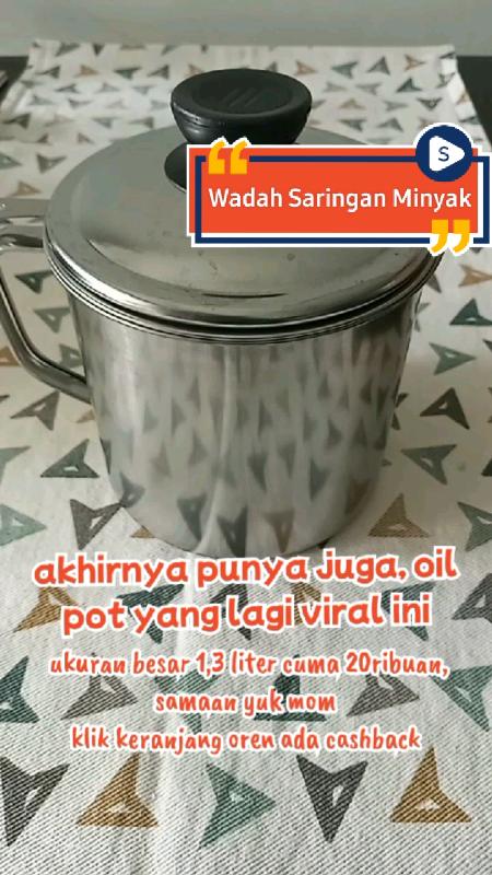 #oilpot #wadahsaringanminyak #gelaspenyaringminyak #wadahpenyaringminyak #oilpotsaringanminyak #oilpotstainlesssteel #RacunShopee #shopeevideo