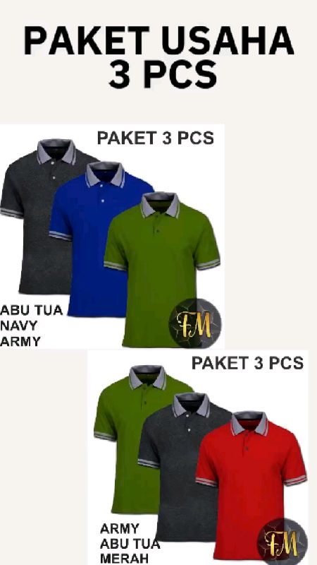 #paket 3 pcs kaos kerah. adem di pakai.