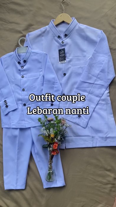 Outfit samaan bareng sikecil #bajulebaran2025 #outfitcouple #RacunShopee #ViralDiShopeeVideo #koko #kokoanak #setelankokoanak #kokopria #jasko
