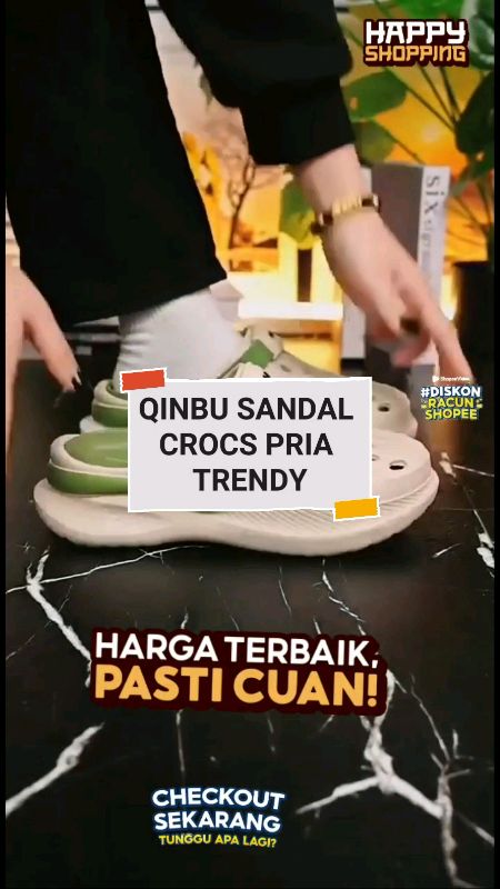 Qinbu Sandal Pria Trendi Kekinian #qinbu #sandalpriacrocs #sandalpria #sandalqinbu #SpillRacunShopee #SpillBawaBerkah #Cashback50RB #BadaiTapiBudget
