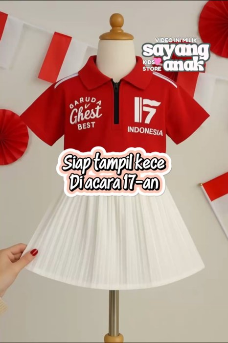 Si kecil siap tampil kece di 17-an! 🇮🇩 #bajuanak #bajuanakhutri #setmerahputih #setmerahputihanak #kaosanak #kaosanakhutri