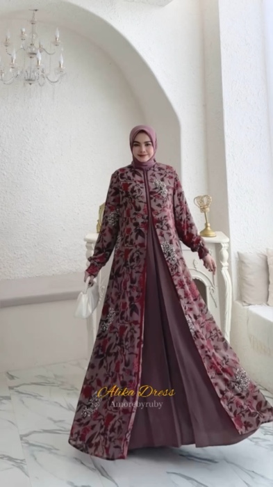 Gamis motif bunga bahan ceruti yang pasti kamu suka banget kalau sudah dipakai beb😘😘 #gamisceruty #gamis #amorebyruby #gamisbusui