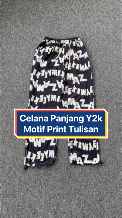 Celana panjang pinggang karet print y2k #ViralDiShopeeVideo #PromoNonStop #RacunShopee #DiskonRacunShopee #celanapanjang #loosepants #outfitideas #fyp
