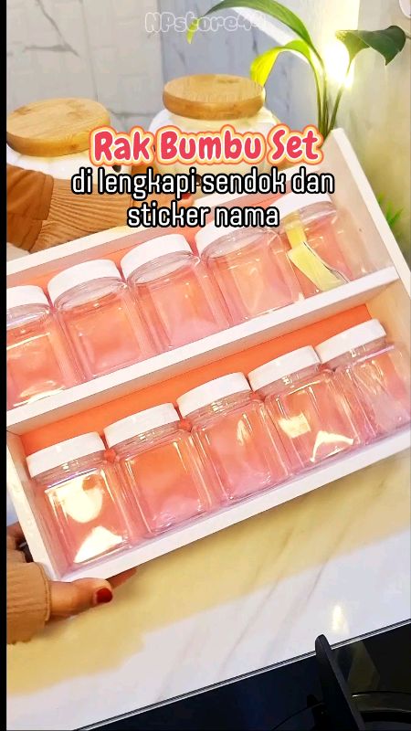 Rak bumbu set (10 sendok dan 10 sticker nama) Rak bumbu aesthetic#fypp#rak#cekoutsekarang🛍#cekkeranjangkuning#disconracunshopee#shope#spillracunshope