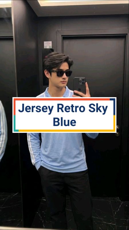Jersey Retro Sky Blue #jerseyretro #JerseyLongSleeve #casualjersey #outfitinspiration #DiskonShopeeVideo #IsiKeranjangOren #PromoNonStop #fyp