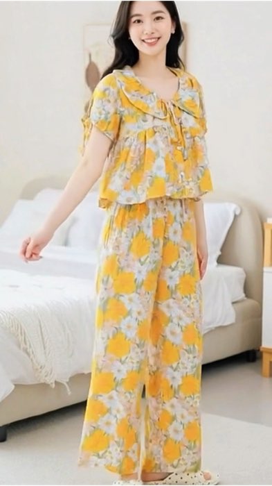 ￼AURAE - EMILY  | One Set Babydoll Rayon Viscose Motif Celana Panjang. #ShopeeLook #shopeevideo