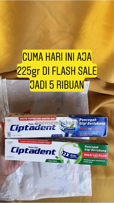 Cuma hari ini aja 225gr di flash sale jadi 5 ribuan#ciptadentpastagigi #pastagigiciptadentmurah #pastagigiwhitening #odolciptadent #ciptadentjumbo