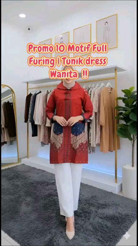 Promo 10 Motif Full Furing | Tunik dress Wanita !! #tunikkekinian #dresswanita #ShopeeFashionHaul #RacunShopee