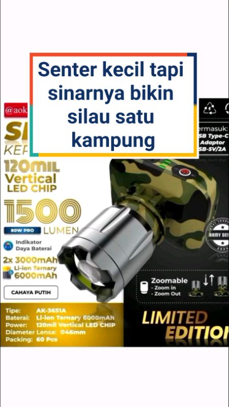 SENTER KECIL, TERANG BRUTAL Cocok buat kerja malam, camping, touring, mancing & darurat #racunshope #GakNyeselBeliIni #GratisOngkirRPO #CODinAp#senter