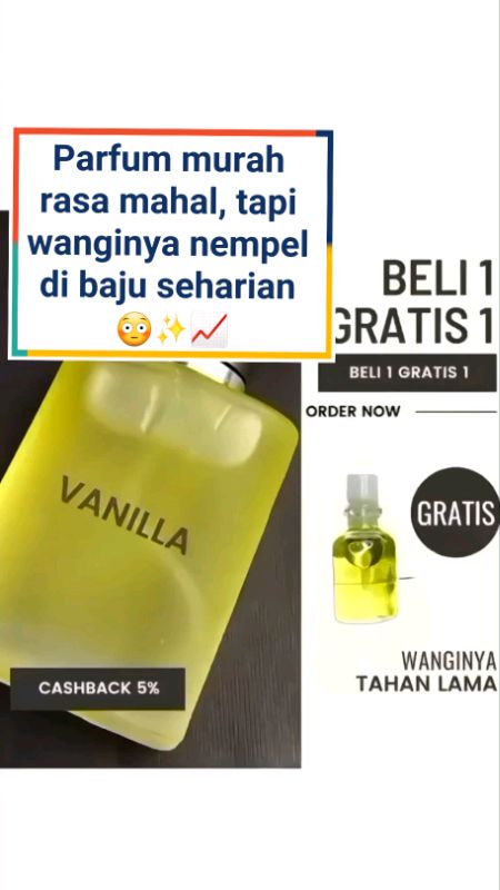ternyata VANILLA-NYA bikin nagih 🤍🔥 #RacunShopee #GakNyeselBeliIni #GratisOngkirRP0 #parfumviral #parfumvanilla #parfummurah #wangitahanlama #parfum