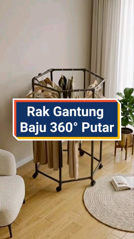 GiantMeng - Rak Gantung Baju 360° Putar | Hanger Pakaian Serbaguna Tanpa Bor Anti Karat#rakgantung #hangerpakaian #rakputar #RacunShopee #viral