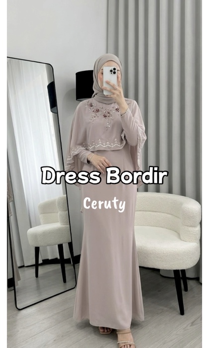 ￼FAR Tarisma Dress Inner Terpisah Bahan Ceruty Babydoll Mix Bordir Gamis Muslimah Terbatu Busui