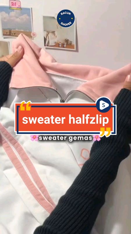 #sweaterhalfzip #sweatermurah #sweaterwanita