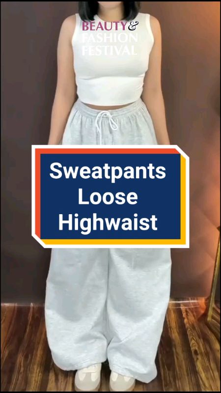 Sweatpants Loose Highwaist Celana Panjang Daily Wanita Tebal Korean Style #ShopeeFashionHaul #sweatpants #loosehighwaist #celanakoreanstyle