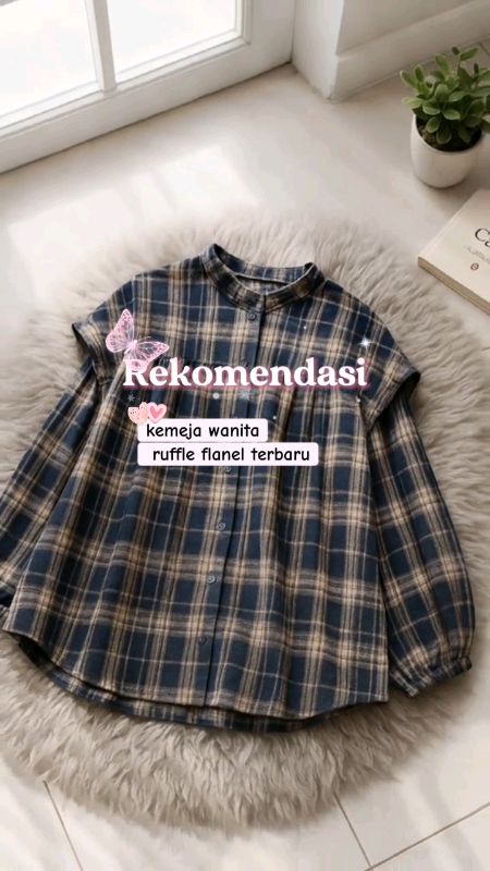 atasan kemeja Ruffle flanel#kemejacakep#DiskonRacunShopee #ShopeeCOD #lebihmurahdishopee #ShopeeLook #GratisOngkirRP0‍ #PromoNonStop #fyp