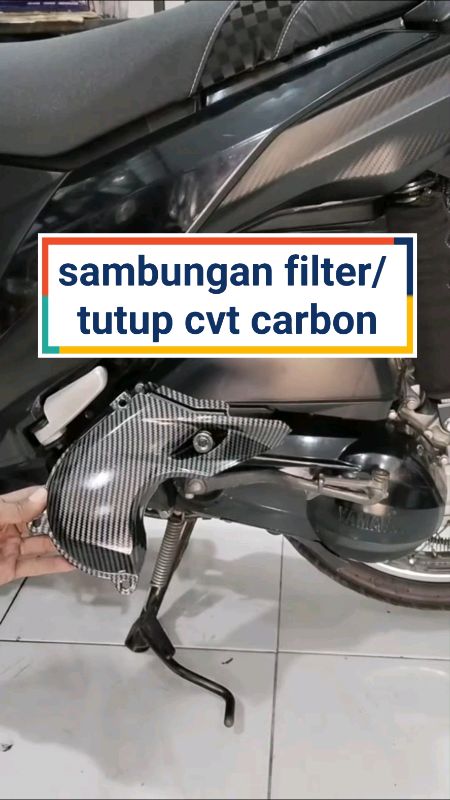Sambungan filter/ tutup cvt motif carbon tersedia buat mio, mio m3, beat, vario dll#sambunganfilteruniversal #Tutupcvt #tutucvtcarbon#racun #murah